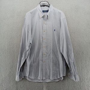 Polo Ralph Lauren Shirt Mens XXL White‎ Blue Brown Soft Flannel Jersey Knit